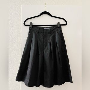 Black High Waisted Knee Length Wide Leg Shorts
